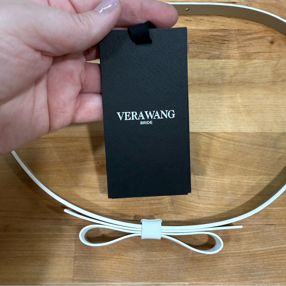 Vera Wang Bridal Off White Women Belt Bow Leather Crocus Belt Elegant Thin New - Picture 4 of 11